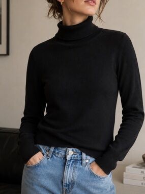 Neiman Marcus Black Turtleneck Sweater